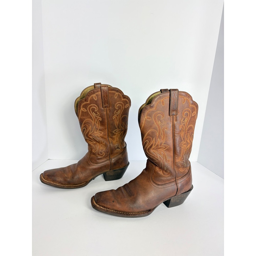 Ariat Legend Brown Leather Square Toe Western Cowboy Boots Size 7.5 Festival
